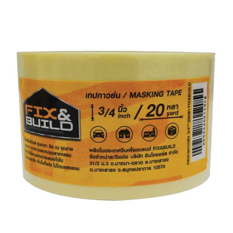 เทปกาวย่น 3/4″*20 หลา FIX&BUILD+(แพค3ม้วน)